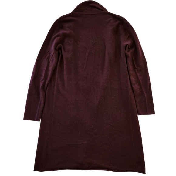 Neiman Marcus Cashmere Collection Plum Purple Open Front Cardigan Sweater Large - Picture 2 of 4